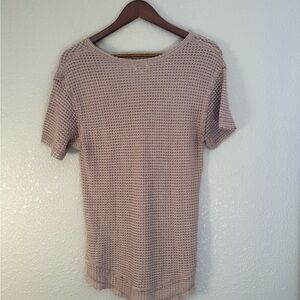 BKE Short Sleeve Textured Knit Top - Light Brown